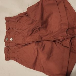 Burgundy High-Waisted Shorts